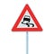 Slippery when wet road sign, isolated signpost and traffic signage