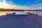 Slipway or boat ramp on Ed Zorinsky lake at sunset