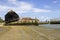 The slipway and oak timber built boat house at the sailing club in the historic village of Bosham in West Sussex in the South of E