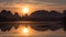 Sllhouette Nong Thale lake at sunrise, Krabi