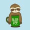 Sloffee - Cute Sloth relax in cup of coffee.