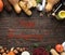 Slogan Happy Thanksgiving in a frame of autumn vegetables. Festive table. top view