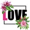 Slogan love flowers t-shirt print