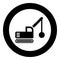 Sloopkraan building machine demolish wrecking ball crane truck icon in circle round black color vector illustration image solid