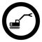 Sloopkraan building machine demolish wrecking cut knife crane truck icon in circle round black color vector illustration image