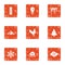 Slope icons set, grunge style