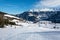 Slope and yellow gondolas in ski resort Serfaus Fiss Ladis in Au