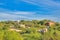 Sloped neighborhood with mediterranean houses in Tucson, Arizona