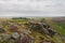 On the slopes of Curbar Edge in Derbyshire on a gloomy, overcast summer morning