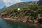 Sloping coast on a rocky coastline