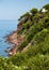 Sloping coast on a rocky coastline