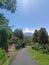 sloping road in the countryside of Munduktemu with views of Mount Batukaru