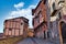 Sloping street within the historic center of the medieval town of Albarracin in Teruel, Spain