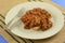 Sloppy Joe mix with canned mushrooms with toast