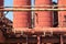 Sloss Furnaces National Historic Landmark, Birmingham Alabama USA, rusted metal plates riveted into round structures, heavy indust