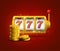 Slot machine lucky sevens jackpot concept 777. Vector casino game. Slot machine with money coins. Fortune chance jackpot