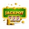 Slot machine lucky sevens jackpot concept 777. Vector casino game. Slot machine with money coins. Fortune chance jackpot