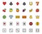 Slot machine symbols and casino colorful icons