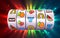 Slot machine wins the jackpot. Online casino banner. 777 casino background