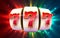 Slot machine wins the jackpot. Online casino banner. 777 casino background