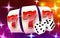 Slot machine wins the jackpot. Slots and dice casino concept. 777 Big win.