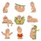 Sloth Animal Cute Cartoon Character Different Life Situations And Emotions Set Of Flat Cartoon Stickers