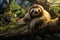 sloth in dense jungle