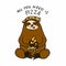 Sloth eat pizza, All you need is pizza cartoon  illustration