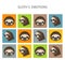 Sloth face emotions collection. Funny cartoon animals