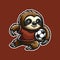 sloth with football illustration,
