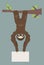 Sloth is holding a banner. Place for your advertising text. Funny cartoon animals