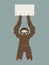 Sloth is holding a banner. Place for your advertising text. Funny cartoon animals