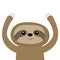 Sloth icon. Cute cartoon kawaii baby character. Funny face. Holding hands up. Give a hug. Wild jungle animal collection. Kids