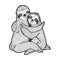 Sloth love couple hug sketch vector illustration