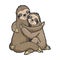 Sloth love couple hug sketch vector illustration