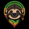 Sloth Rasta a wearing headphones vector illustration