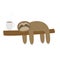 Sloth sleeping on tree branch. I love coffee cup drink. Cute lazy cartoon kawaii funny character.Slow down. Wild joungle animal