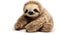 sloth Smiling Soft toy on a white background, cut