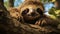 A sloth in a tree. Generative AI.