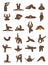 Sloth yoga collection. Funny cartoon animals in different postures set