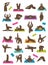 Sloth yoga collection. Funny cartoon animals in different postures set