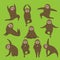 Sloth yoga. Different poses. Vector set. All elements are isolated. Cute animals