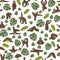 Sloth yoga seamless pattern. Funny cartoon animals in different postures set