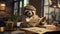 Slothful Elegance: A Dapper Sloth\\\'s Morning Routine