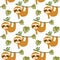 Sloths in Tropical Jungle Seamless Pattern, sloths Repeat Pattern for baby cloth, textile design, fabric print, fashion or backgro
