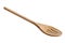 Slotted wooden spoon on white