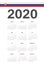 Slovak 2020 year vector calendar