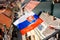 Slovak flag on Bratislava city background