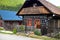 Slovak village Cicmany - famous distinctive village with decorated wooden houses with ornaments and inherent folklore