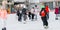 Slovakia.Bratislava.28.12.2018 .Soft,Selective focus.Winter sport.People ice skating on the City Park Ice Rink Adorable